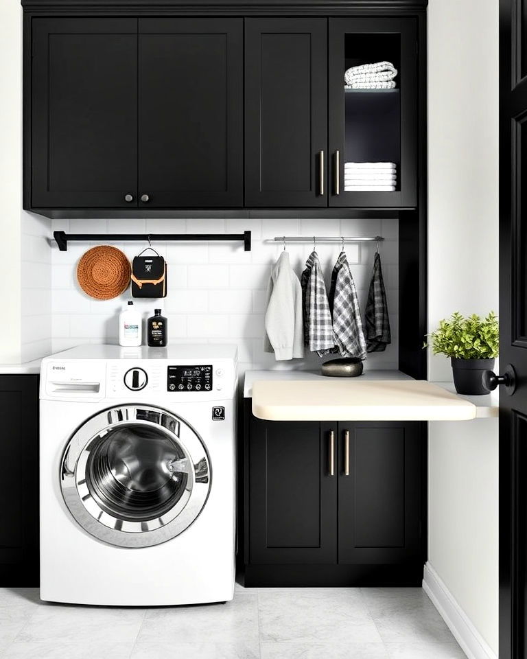 Sleek Black Built-In Ironing Hub