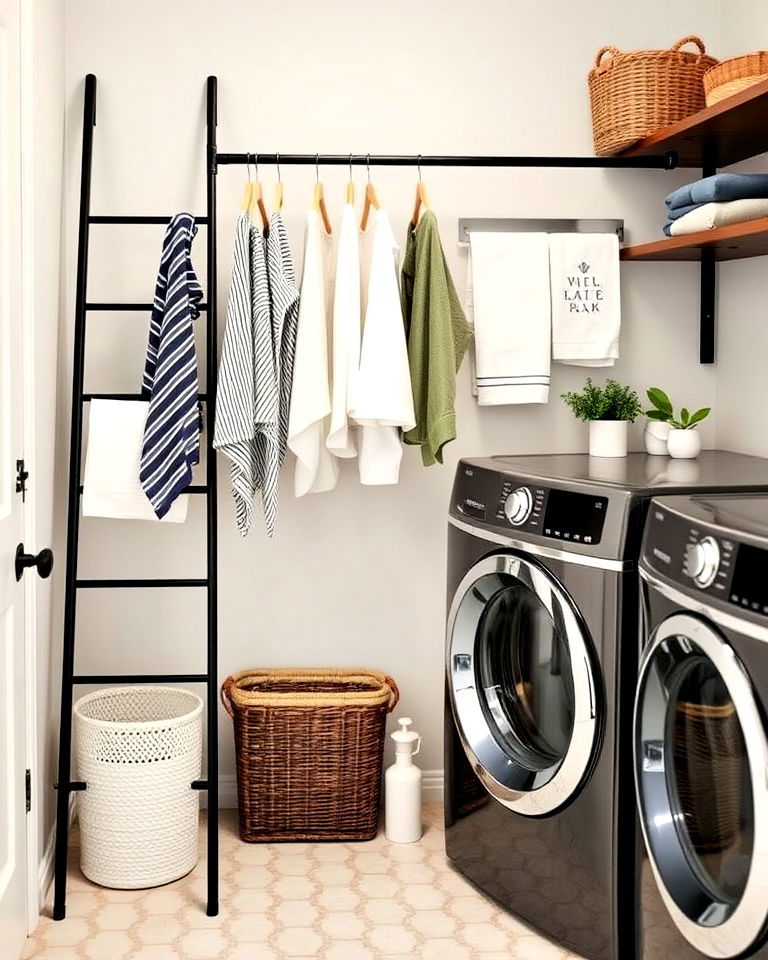Sleek Black Ladder Shelf