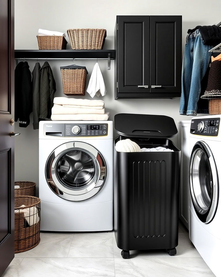 Sleek Black Laundry Basket