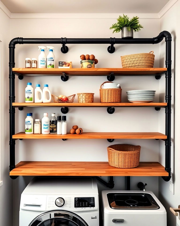 Sleek Storage with Industrial Black Pipe Shelves