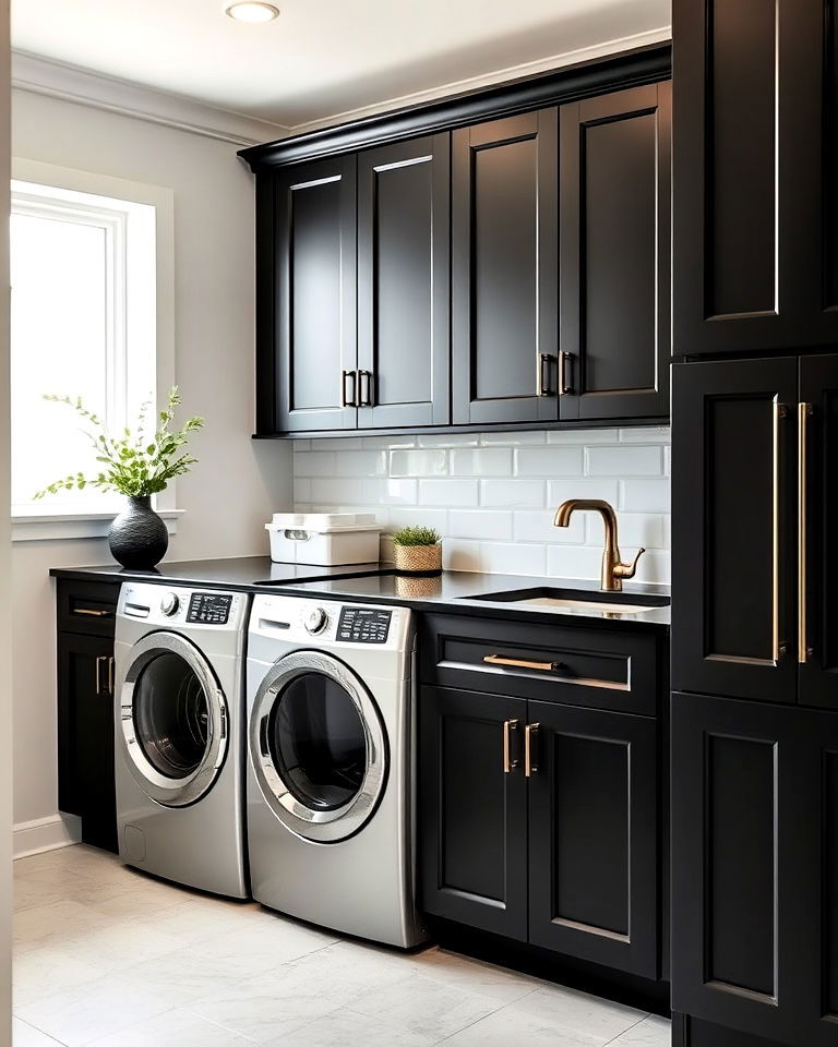 Sleek Storage with Matte Black Cabinetry