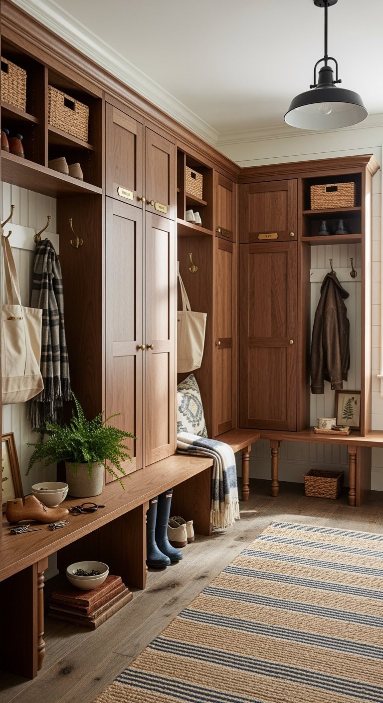 Classic Wooden Mudroom Lockers