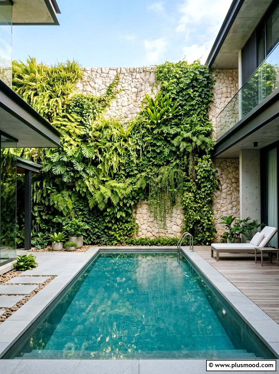 Lush Living Walls for Poolside Privacy