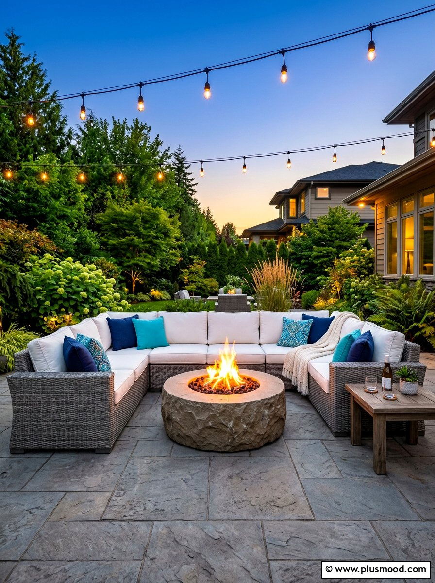 Cozy Wicker Fire Pit Lounge