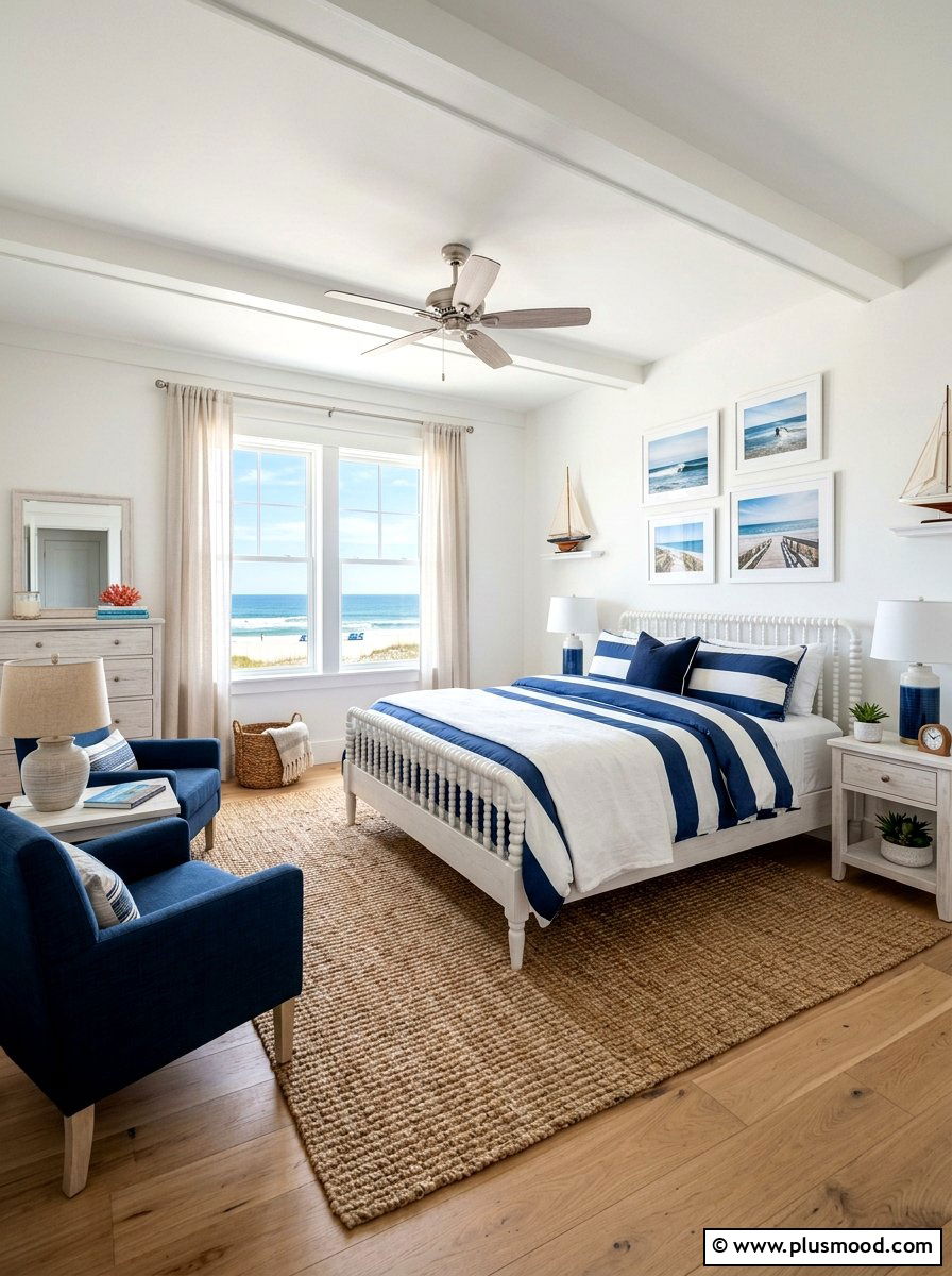 Refreshing Blue and White Beach-Inspired Bedroom