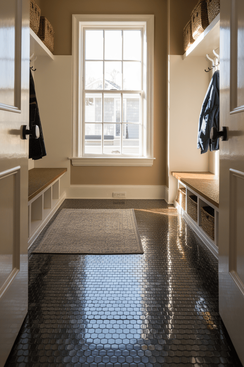 Illuminating Your Mudroom’s Penny Tile Charm