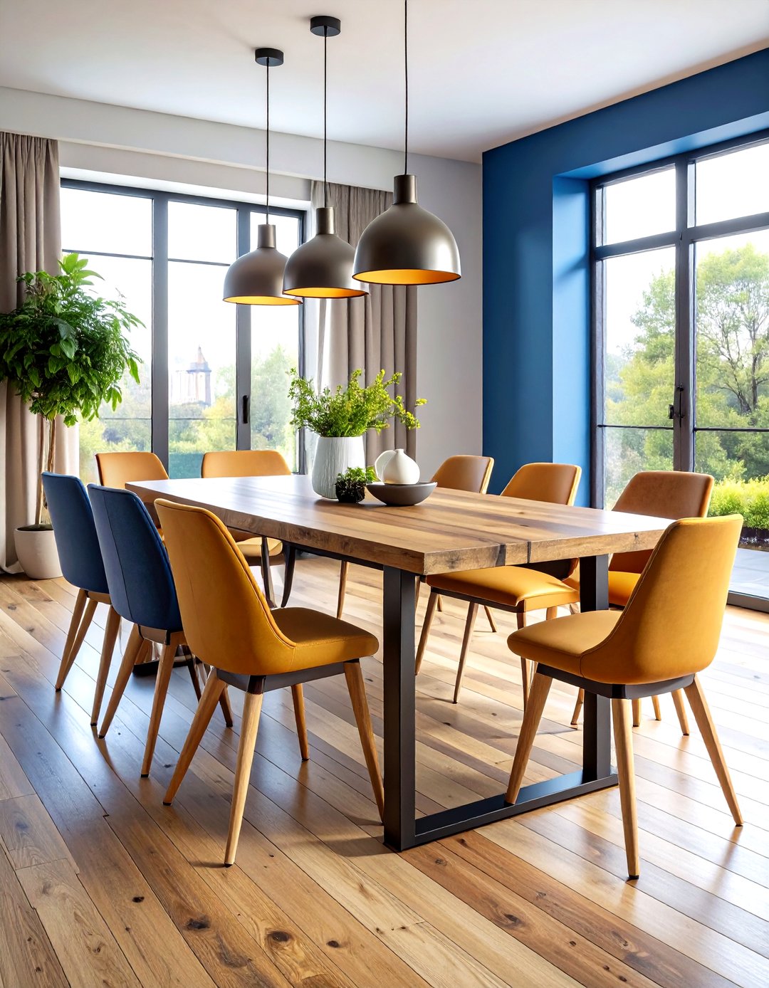 Dining Room Elegance: Reclaimed Wood Meets Steel in Industrial Style