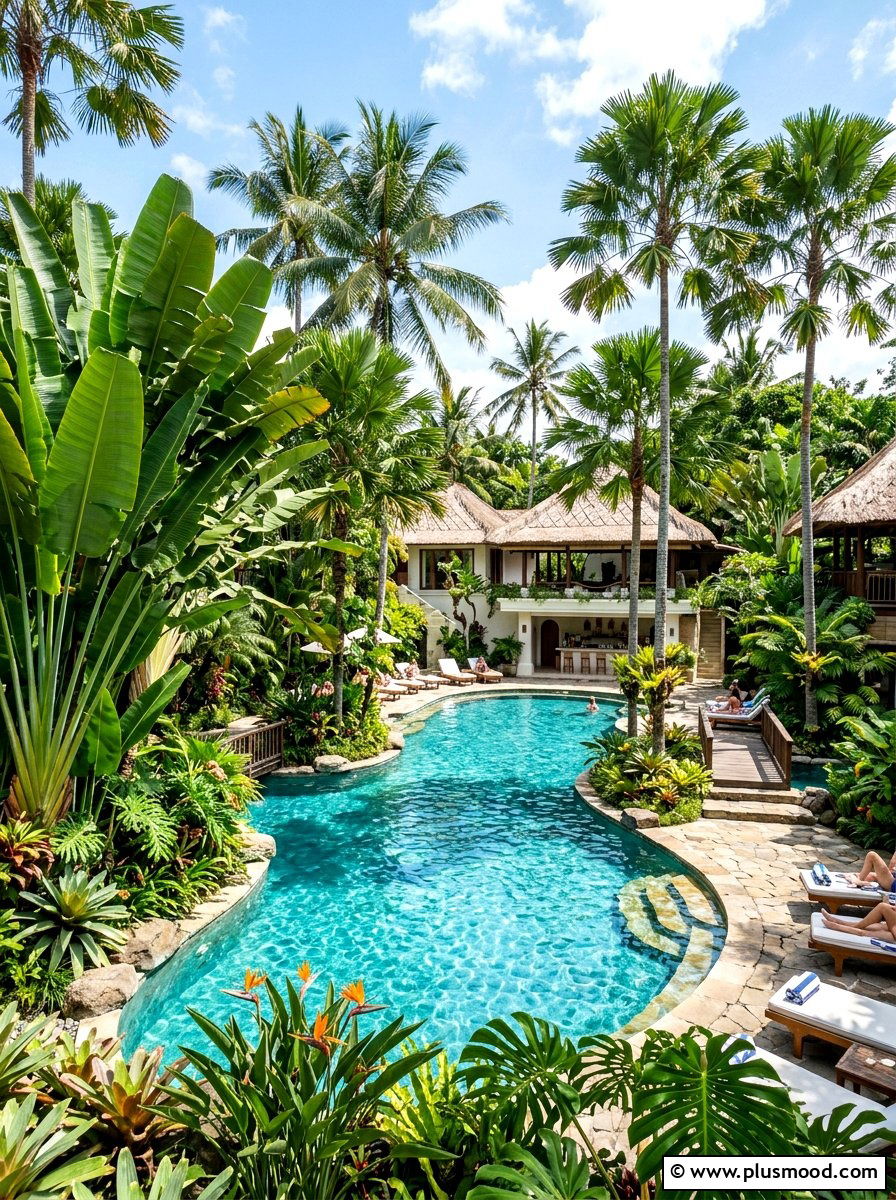 Lush Tropical Greenery for Your Poolside Oasis