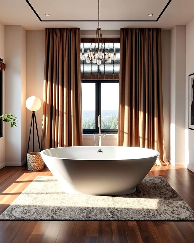 Rustic Charm with Wood Accents Around Your Tub