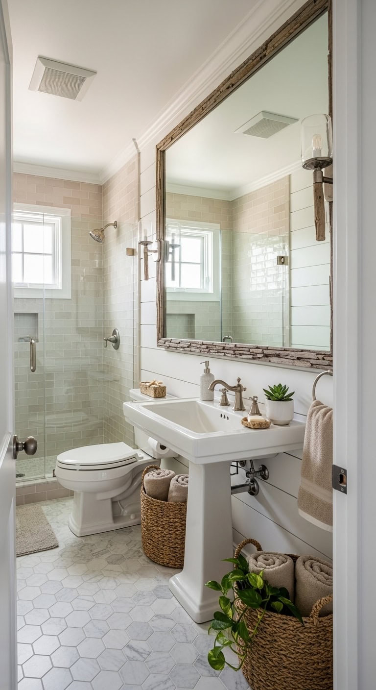 Coastal Chic: Amplify Small Bathrooms with Grand-Scale Mirrors