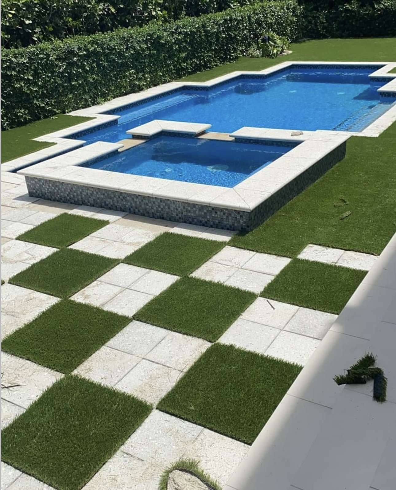 Classic Checkerboard Pool Decking