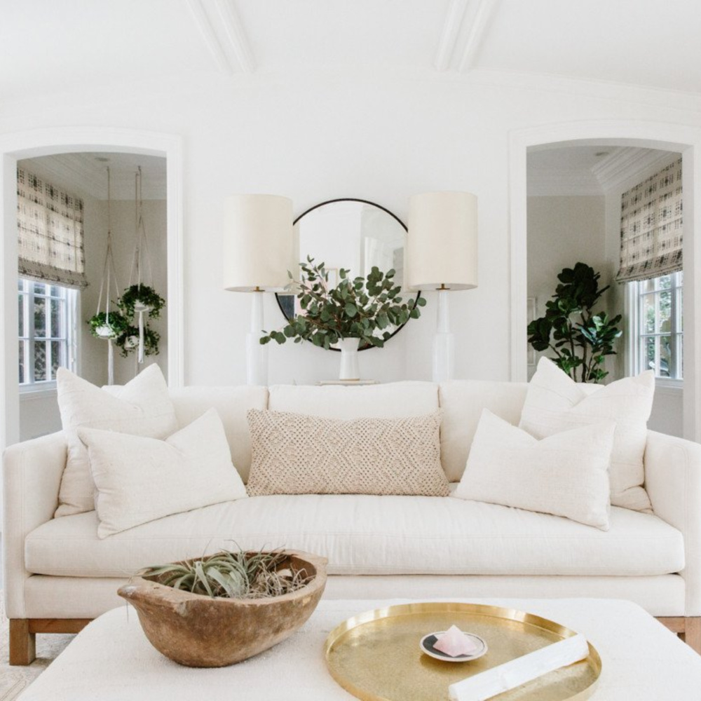Embracing Earthy Elegance with a Pristine White Sofa