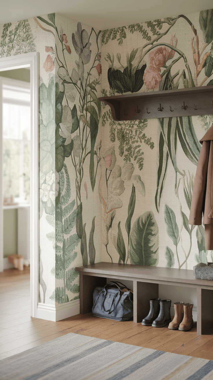 Bringing the Outdoors In: Nature-Inspired Mudroom Wallpaper
