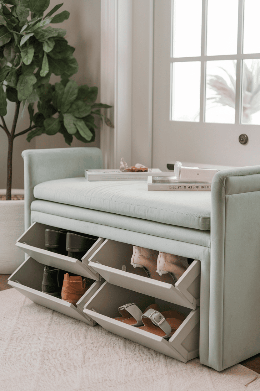 Maximize Mudroom Organization with Discreet Storage Benches