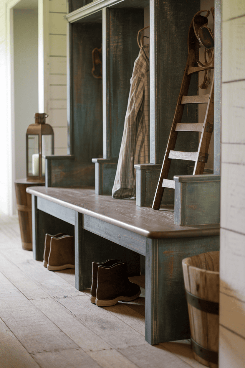 Charming Rustic Farmhouse Entry Bench