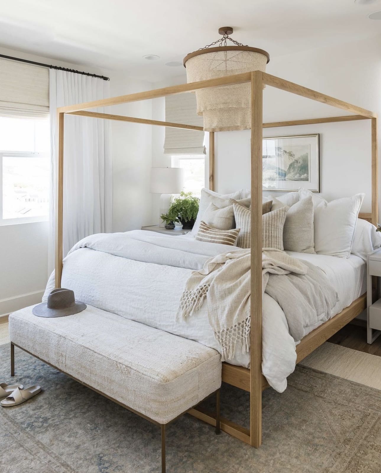 Beach-Inspired Sand-Colored Canopy Bed