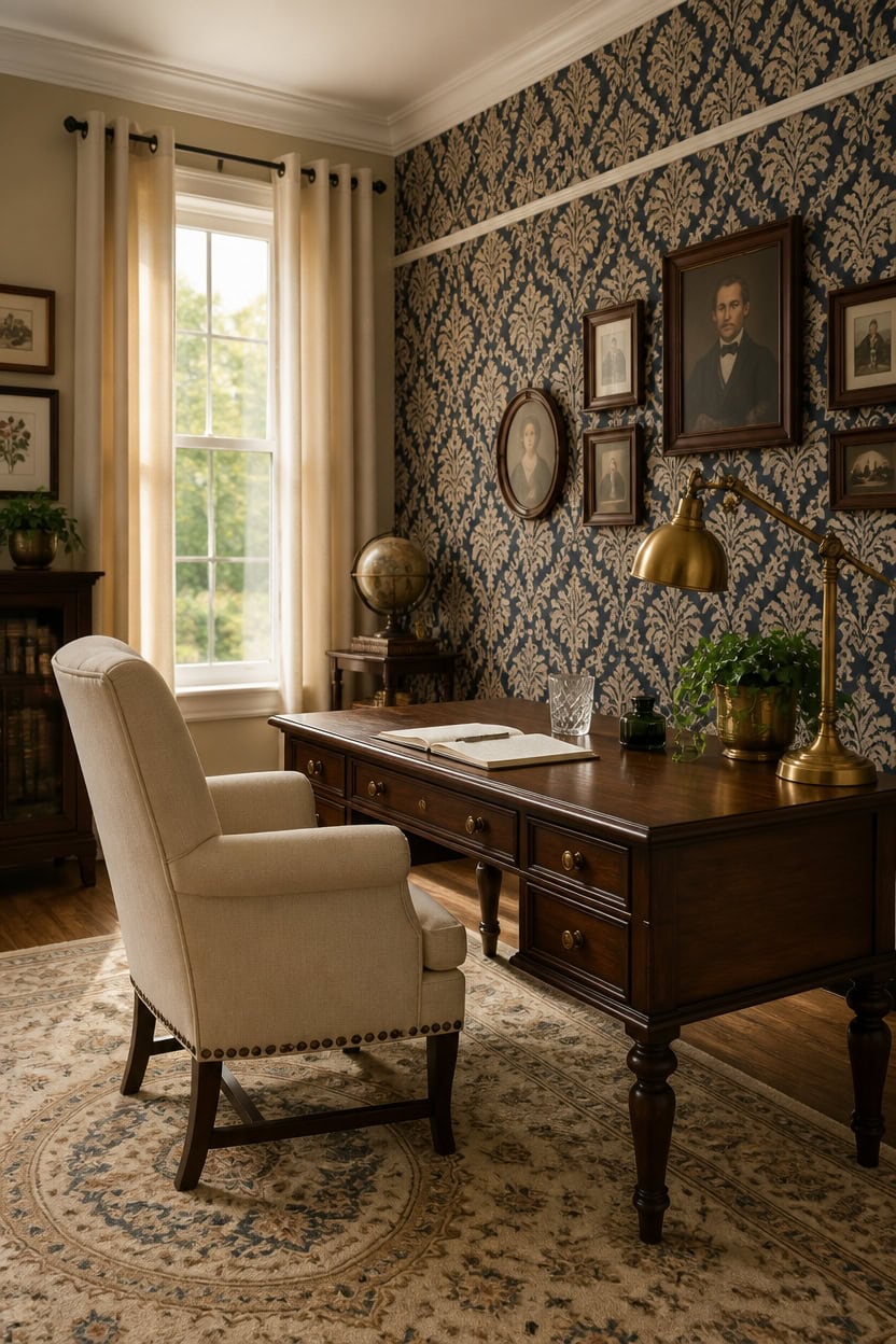 Timeless Elegance: Retro-Inspired Wallpaper Designs for Your Home Office