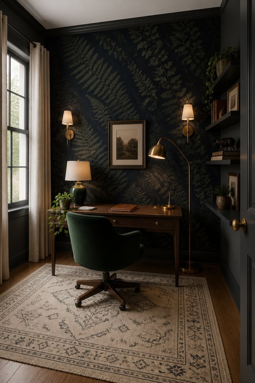 Rich and Dramatic Wallpaper Inspirations for Your Home Office