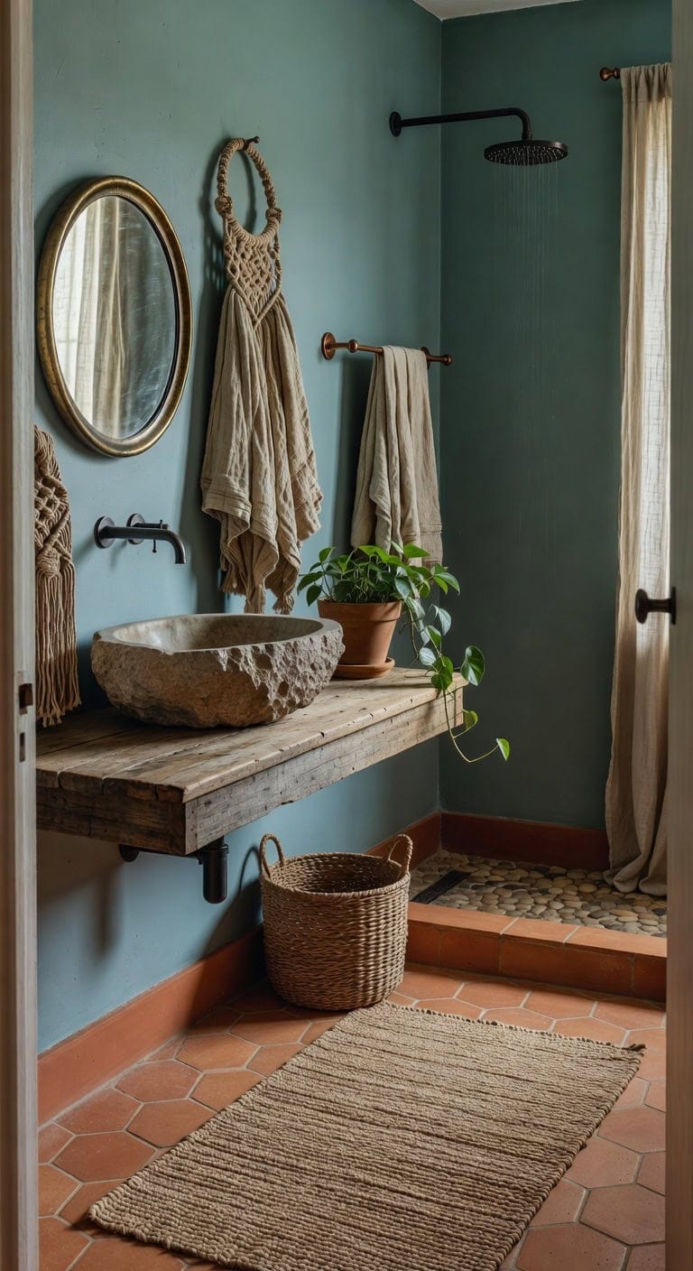 Earthy Bohemian Charm with Macramé Accents and Natural Textures