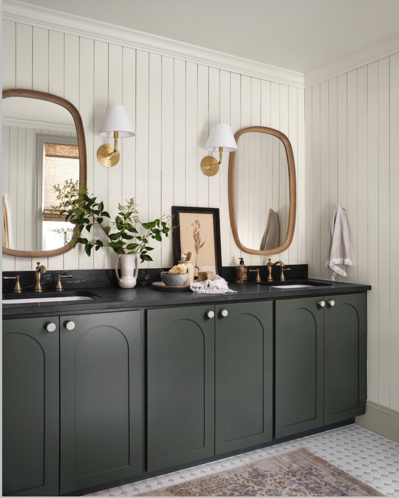 Chic Green Vanity Meets Cozy Farmhouse