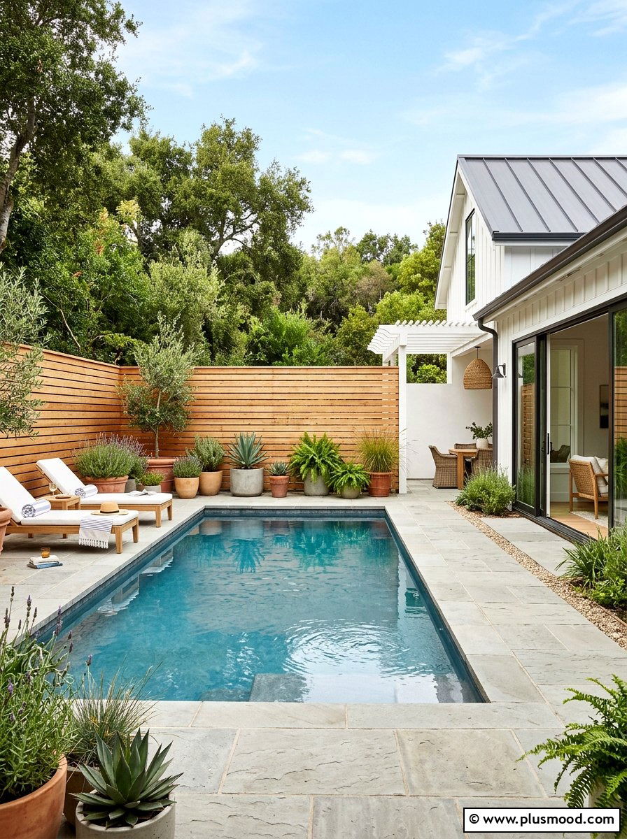 Elegant Wooden Privacy Panels for Your Pool Retreat