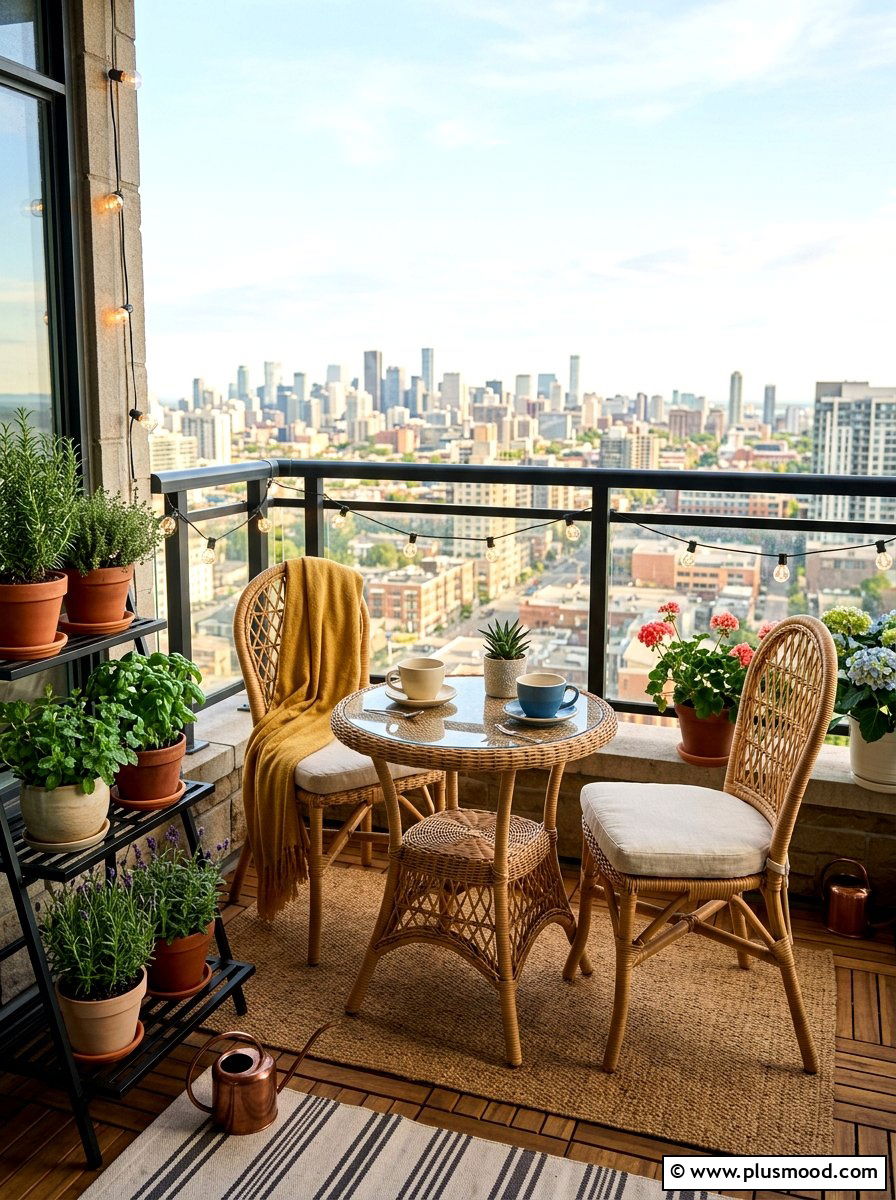 Cozy Wicker Balcony Bistro