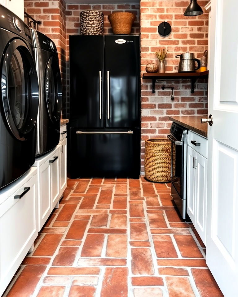 Create Industrial Edge with Exposed Brick Flooring