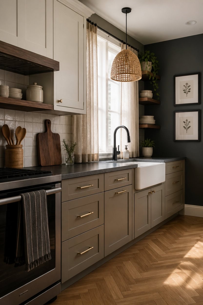 Ideal Cabinet Shades to Complement Dark Gray Walls
