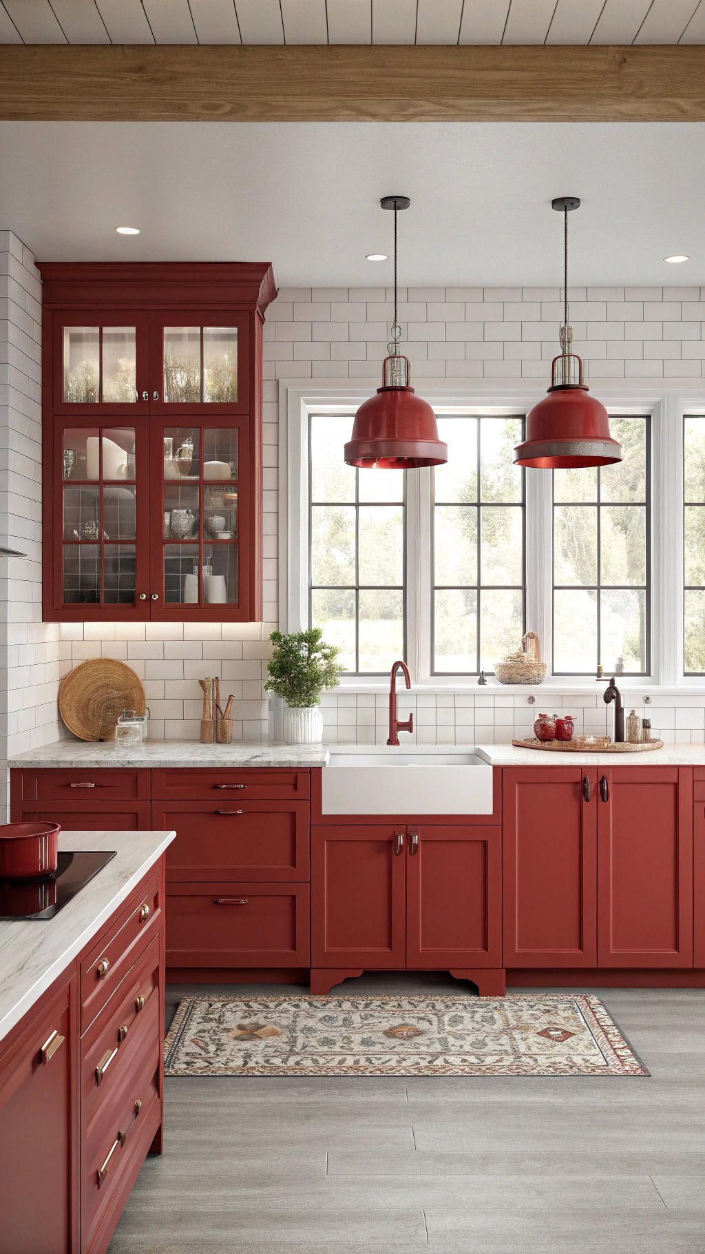 Red Cabinet Hardware and Fixtures
