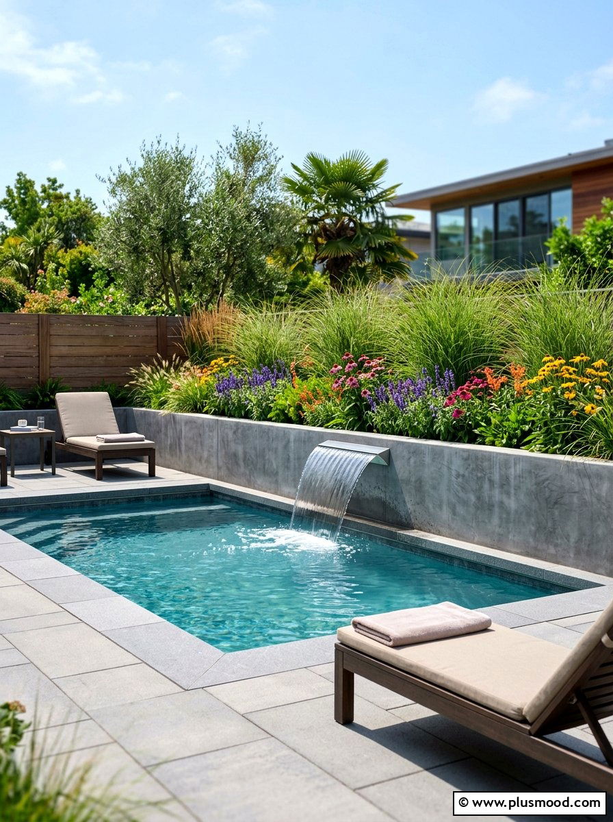 Elevated Garden Walls for Poolside Ambiance