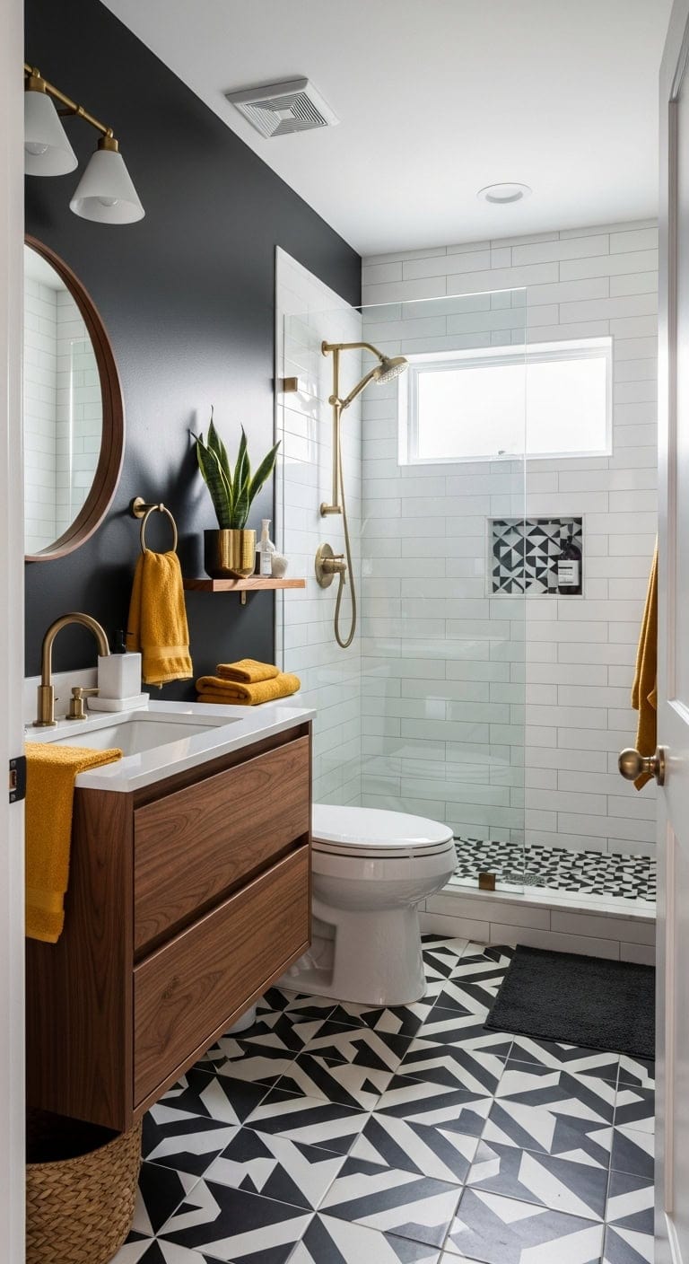 Mid-Century Modern: Elevate Compact Bathrooms with Striking Tile Designs