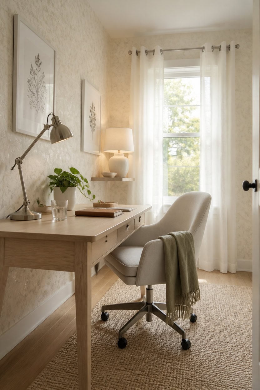 Bright and Breezy Wallpaper Ideas for Compact Home Workspaces
