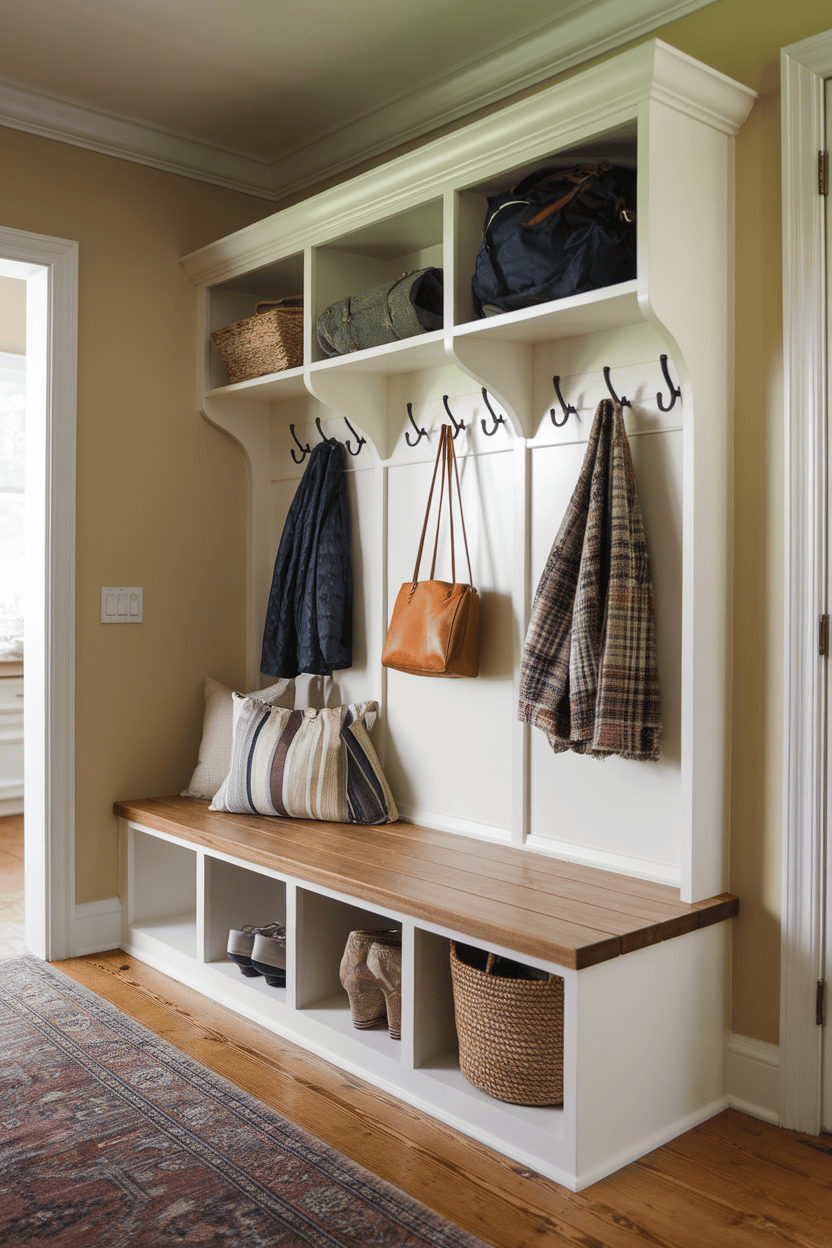 Stylish Storage Bench with Handy Hooks