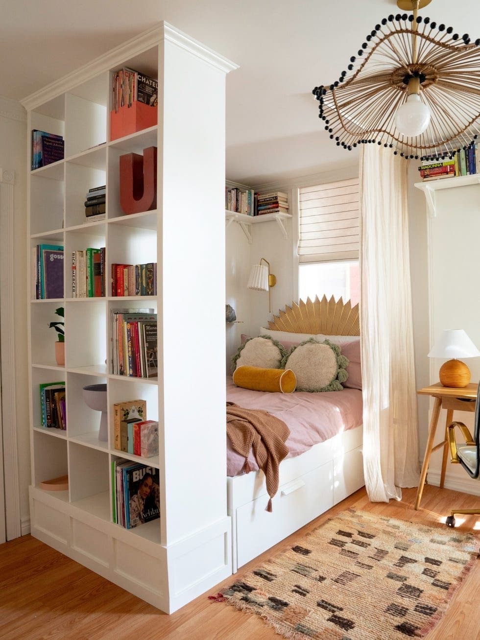 Stylish Space-Saving Divider with Built-In Bed