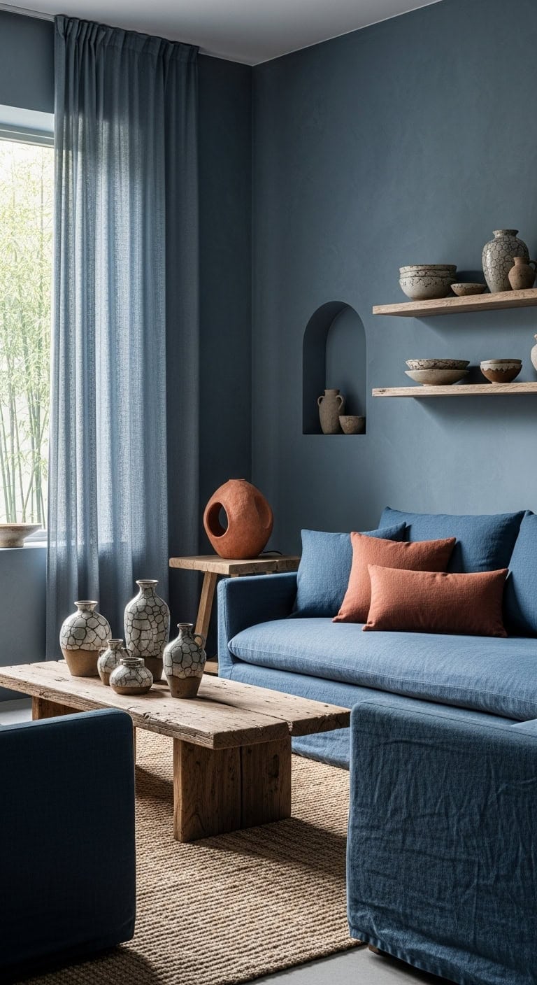 Serene Blues and Earthy Clay Accents