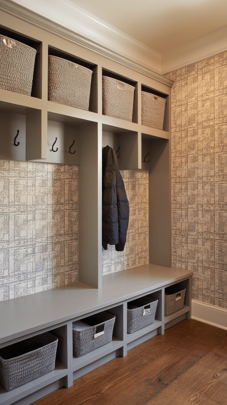 Textured Elegance: Elevate Your Mudroom with Subtle Patterns