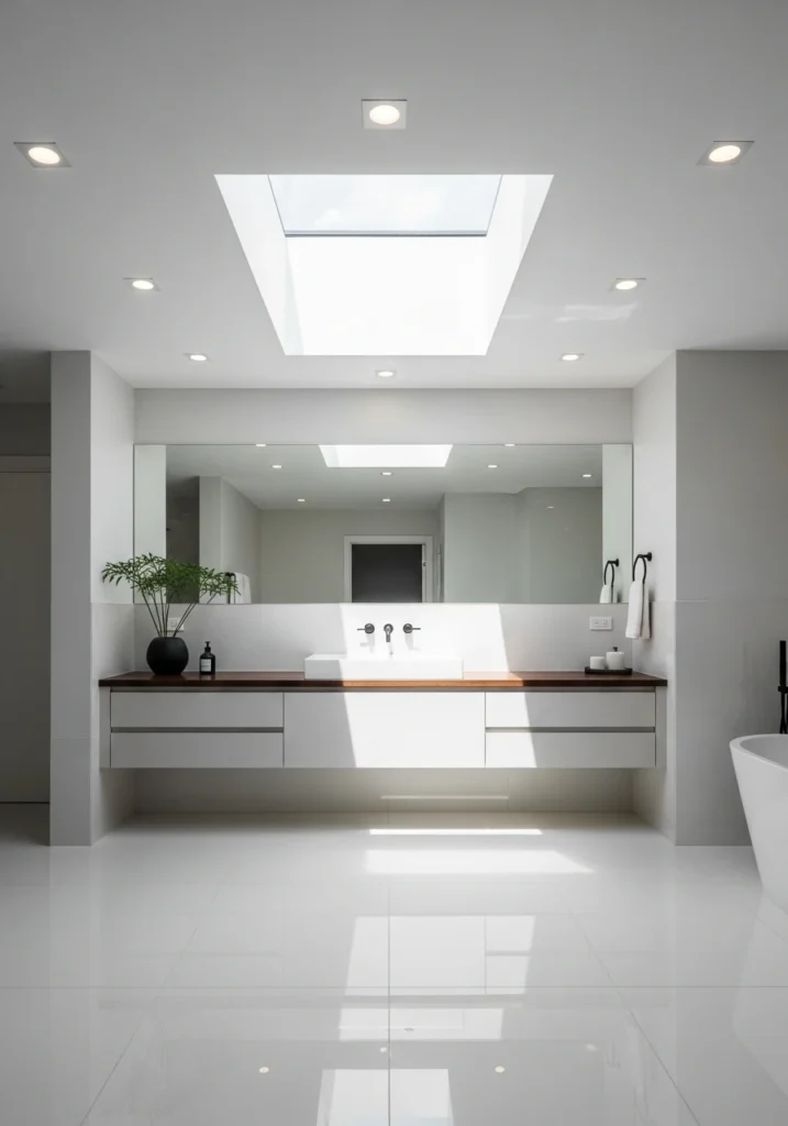 Brighten Bathrooms: Skylight & Recessed Lighting