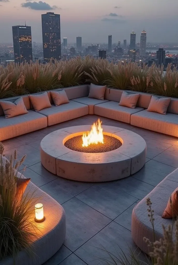 Chic Rooftop Fire Gathering