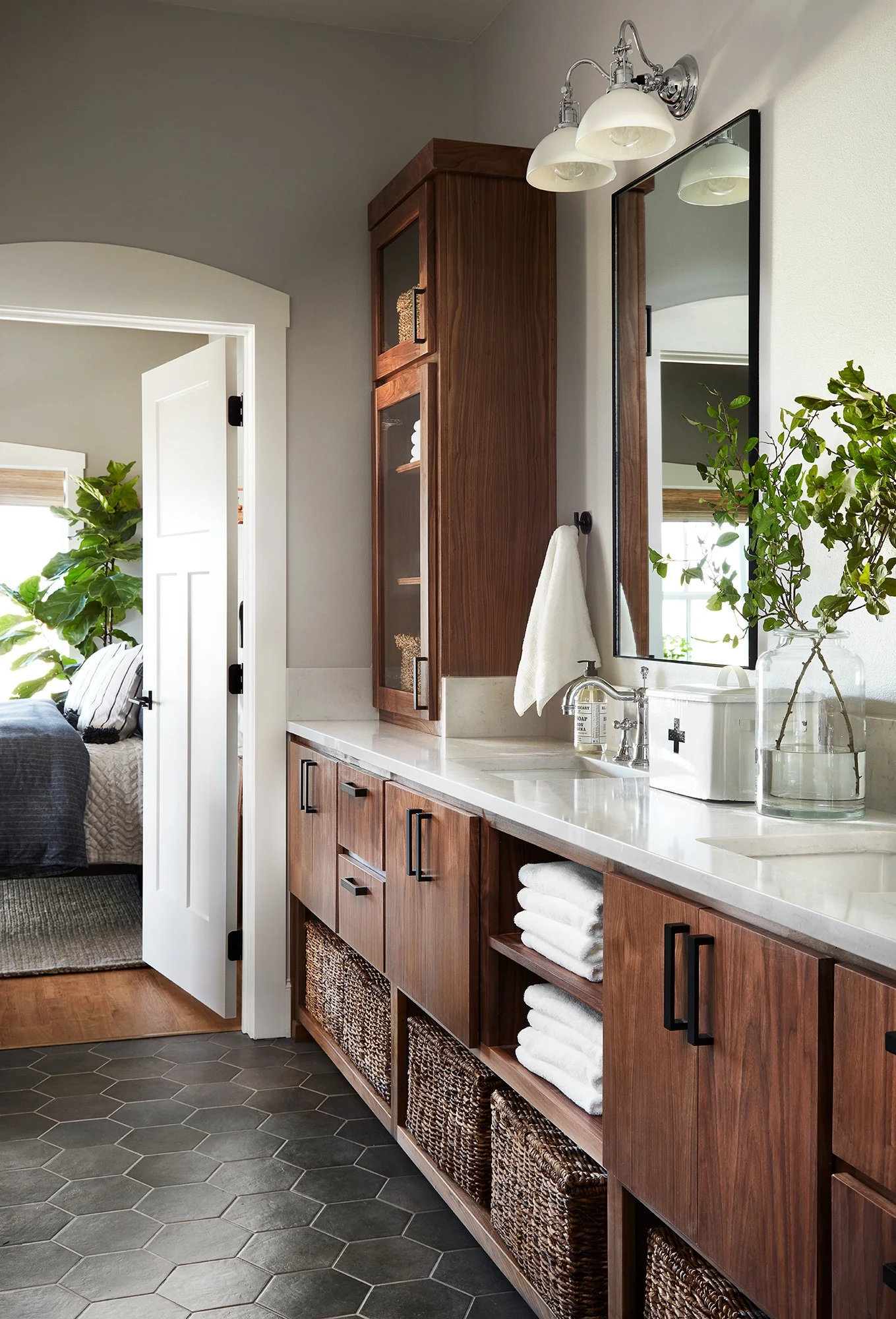 Spacious Vanity with Open Shelving