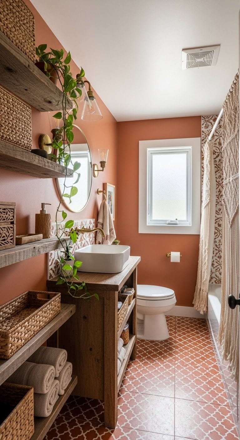 Bohemian Eclectic: Maximize Cozy Bathrooms with Stylish Open Shelving