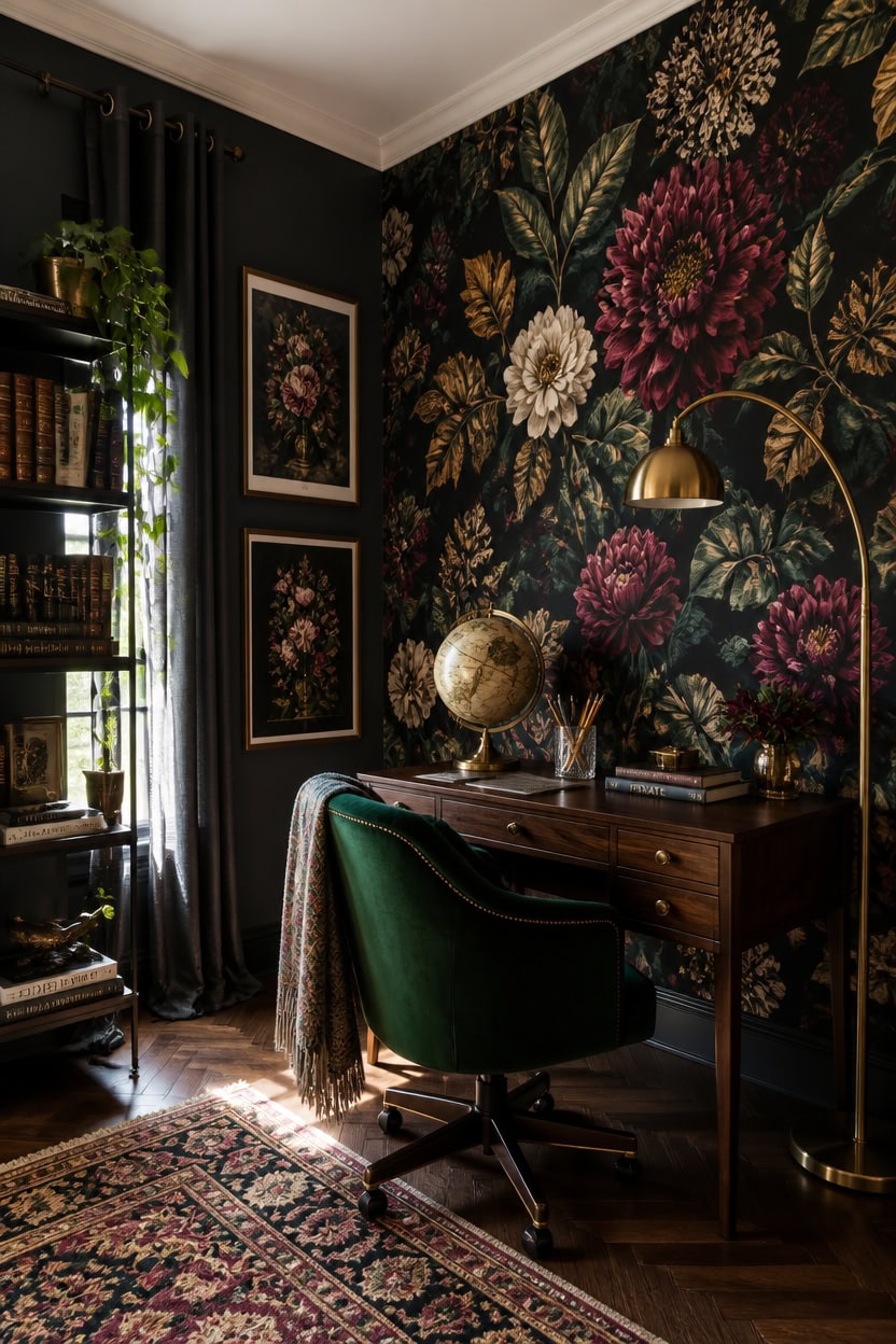 Vibrant and Dynamic: Maximalist Wallpaper Inspirations for Your Home Office