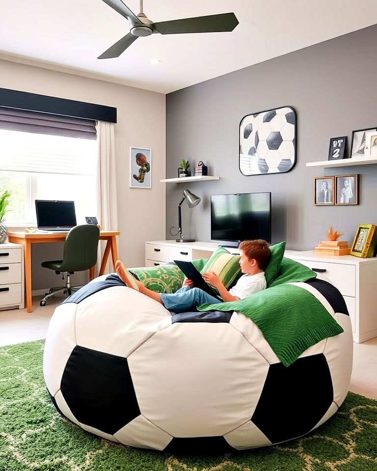 Playful Soccer-Themed Bean Bag Seating