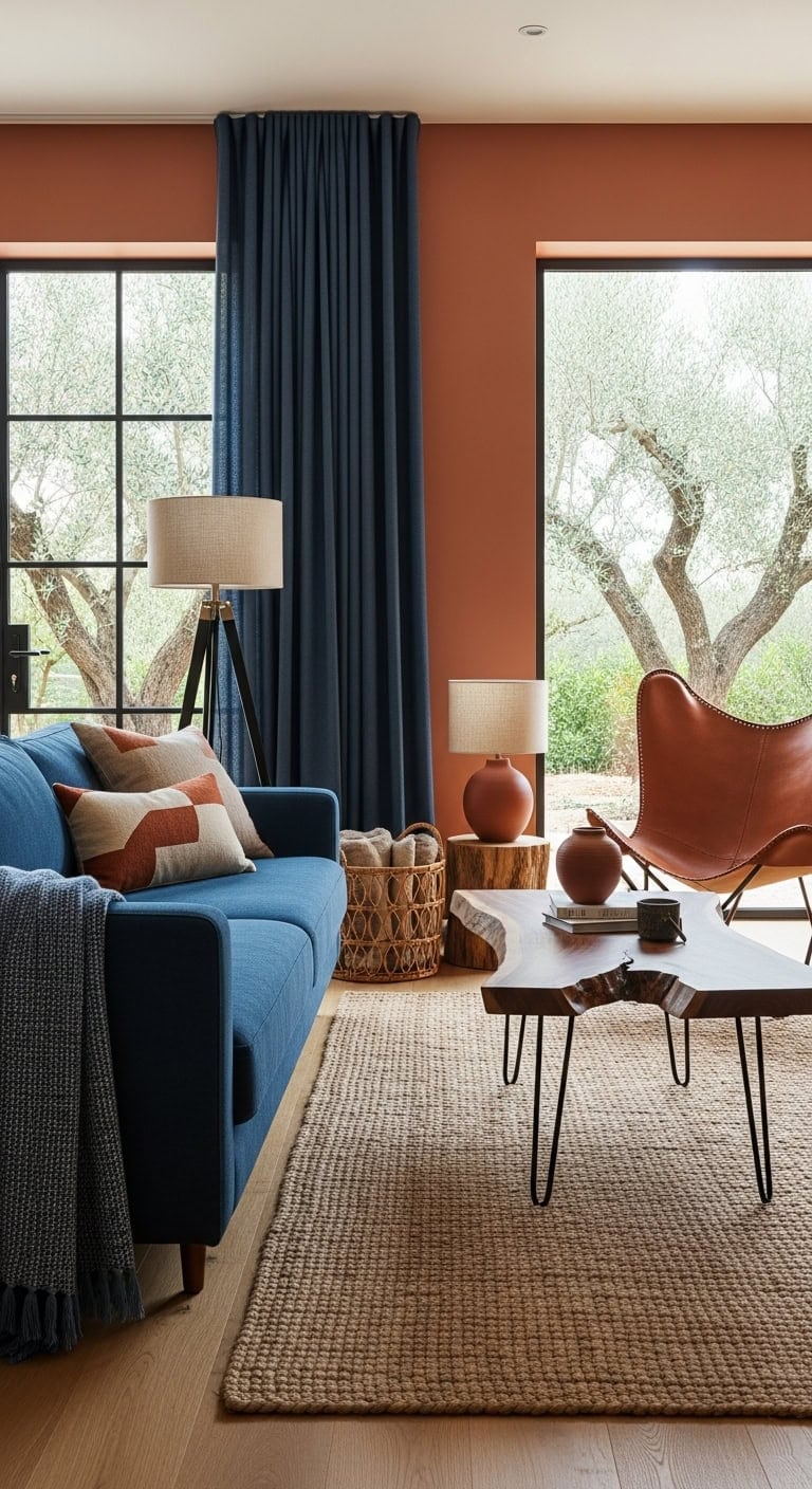Earthy Blues and Warm Terracotta Harmony