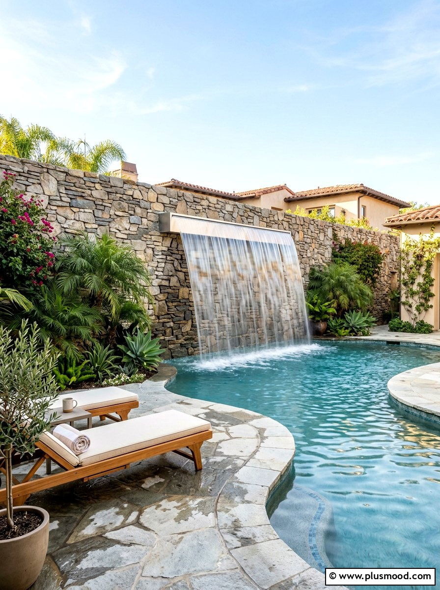 Elevate Your Backyard with a Stunning Pool Waterfall