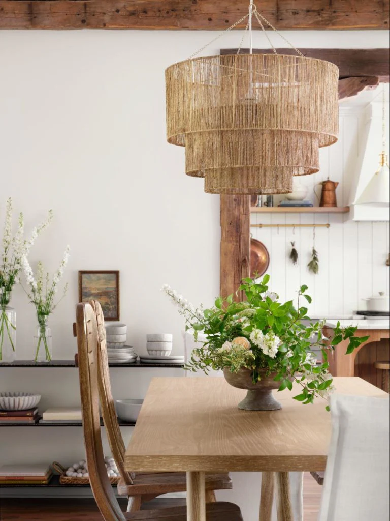 Cozy Dining Area Centered Around Natural Wood
