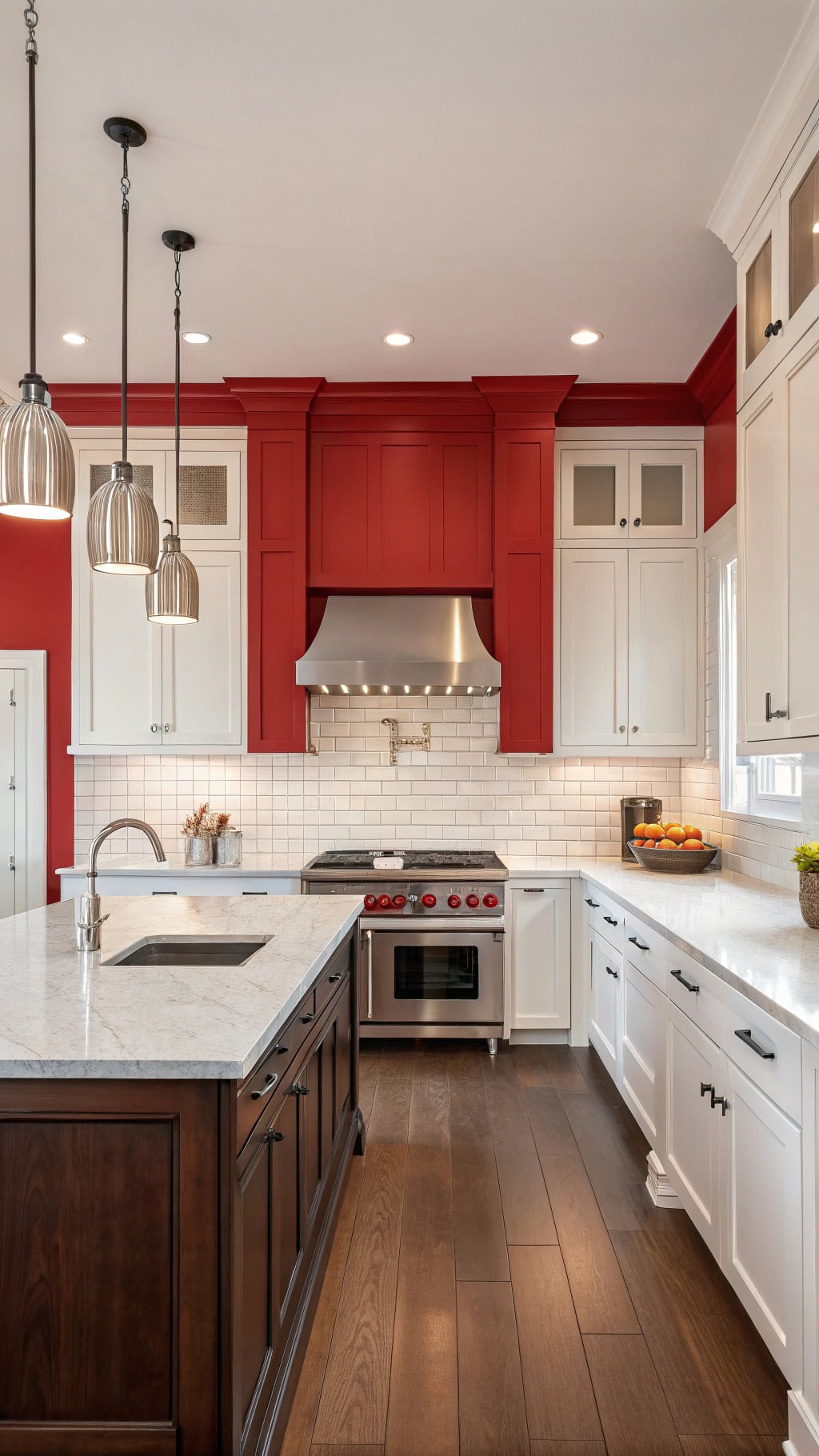 Red Accent Walls in Kitchen Spaces