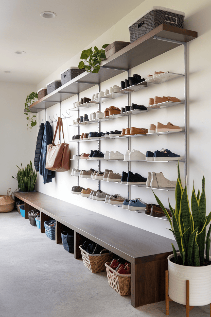 Sleek Floating Shelves: Stylish and Functional Shoe Storage for Your Mudroom