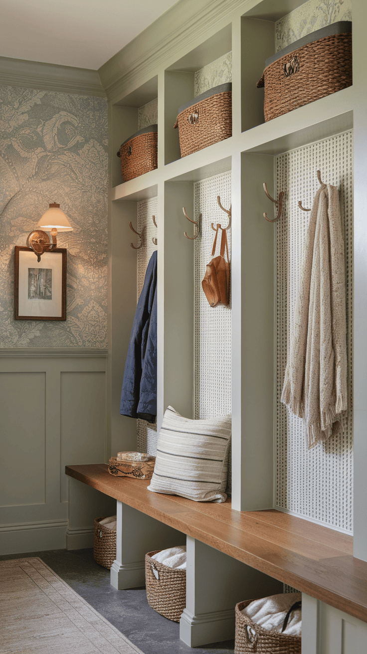 Artistic Expression: Abstract Wallpaper for a Modern Mudroom