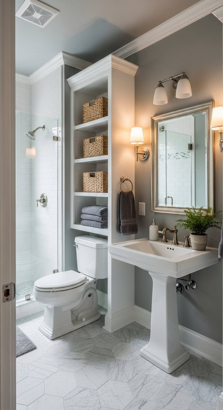 Traditional Elegance: Elevate Compact Bathrooms with Stylish Vertical Storage Solutions