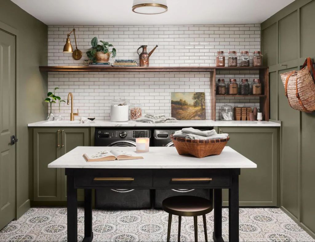 Charming Country-Style Kitchen Featuring a Functional Work Table